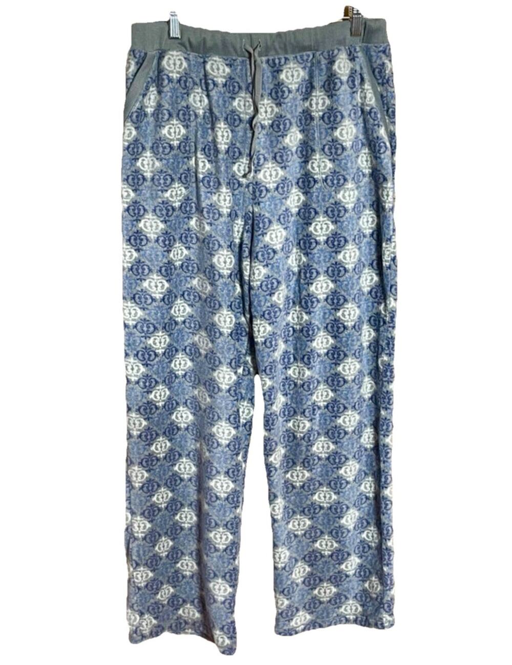 Croft & Barrow Intimates Womens Lounge Pants Large Blue Gray Pattern Fleece